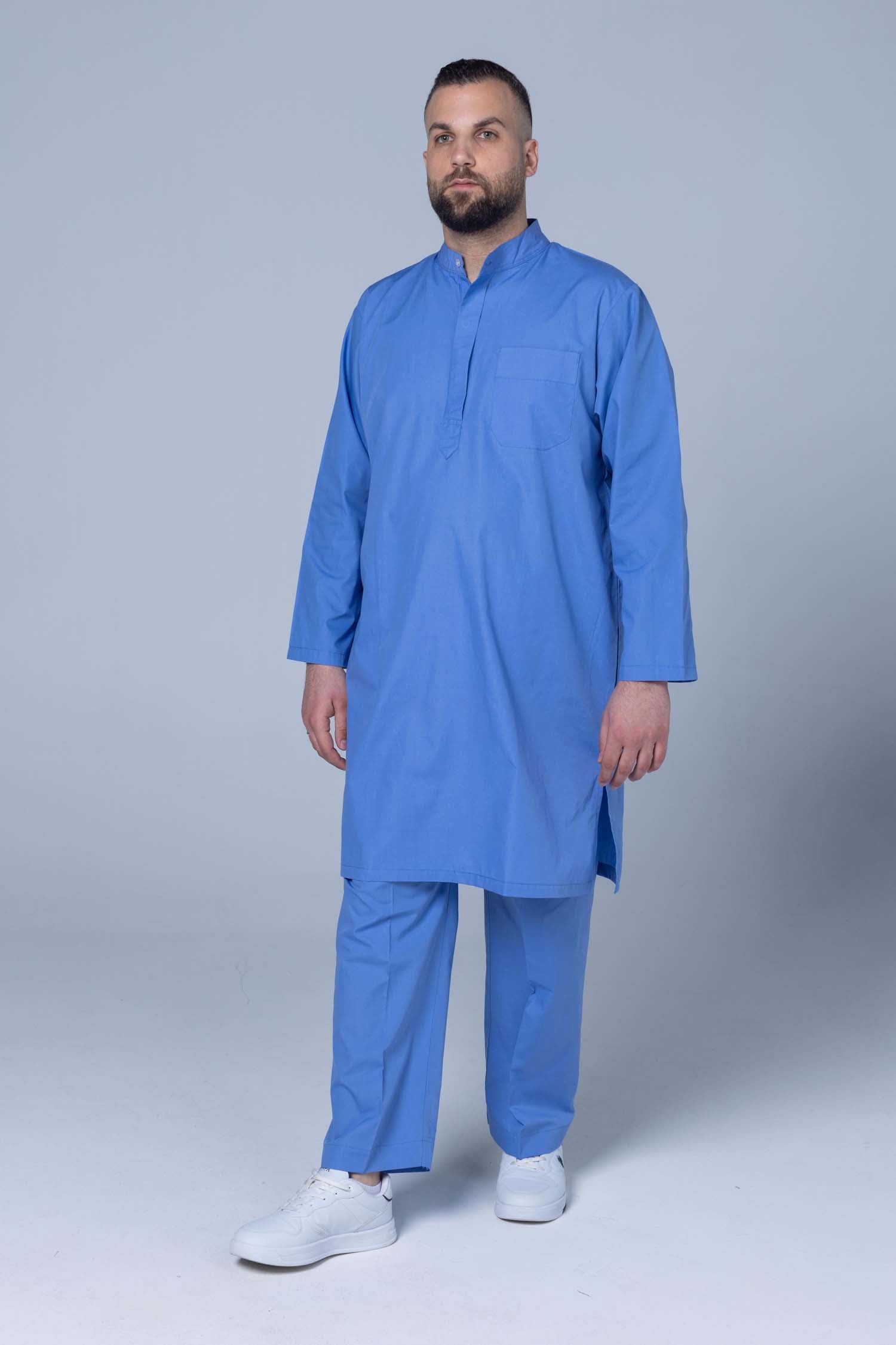 Comfort Ihram Men 2 pc Set Poplin 100% Cotton -Blue