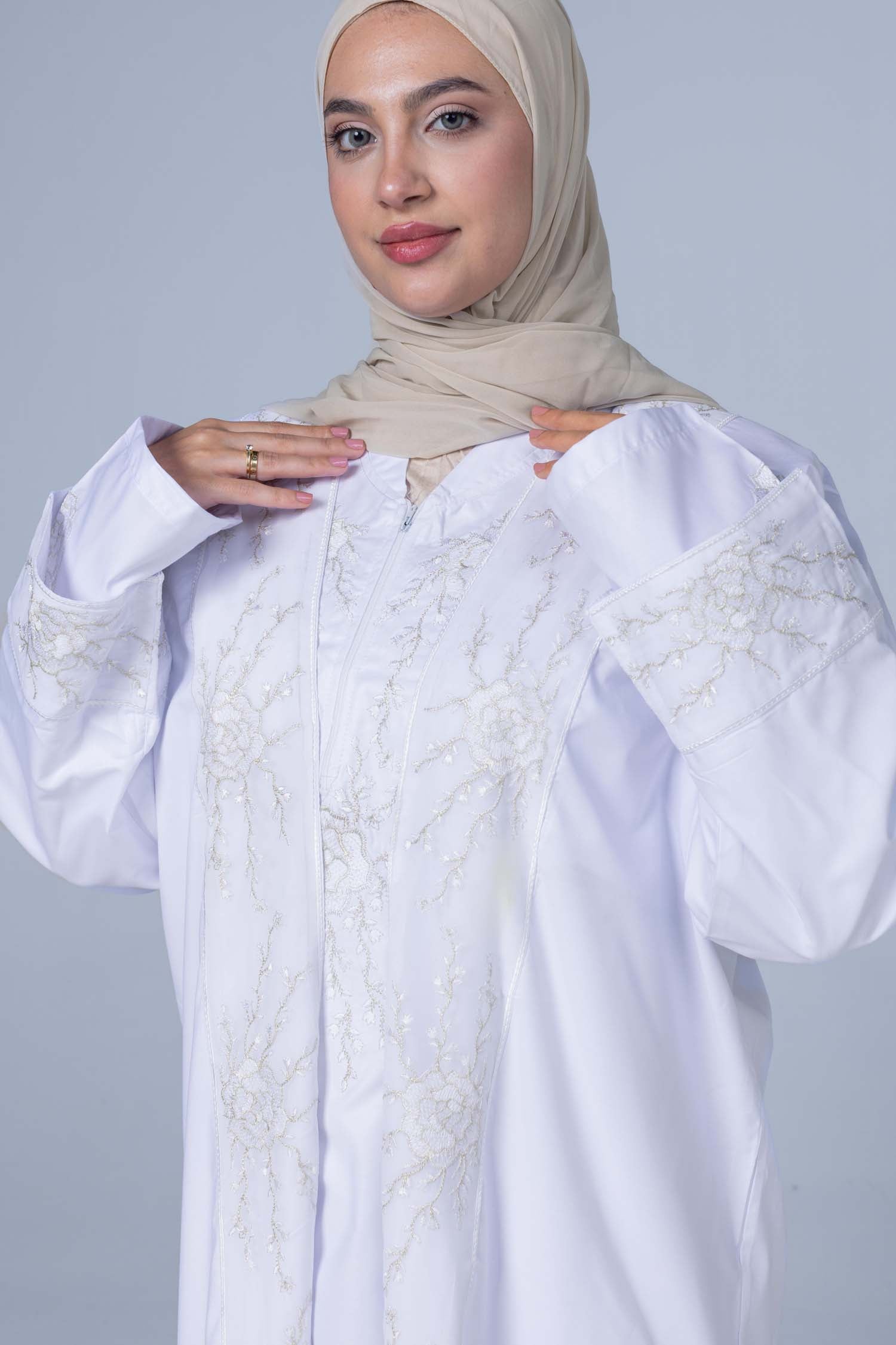 Premium Abaya & Cape Set Soft Silky Polyester -Pure White