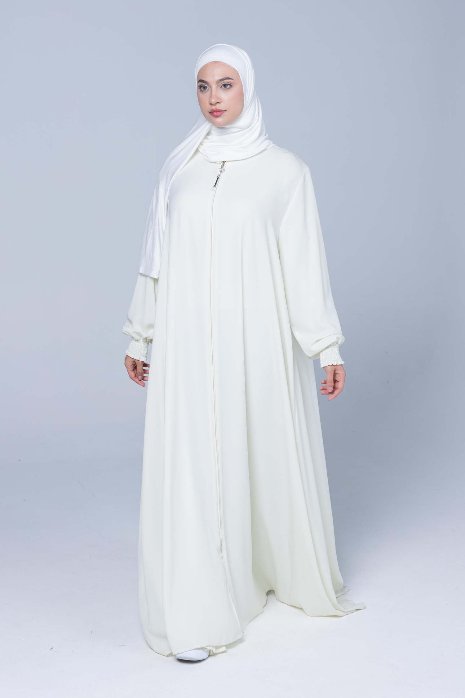 Luxury White Crepe Abaya