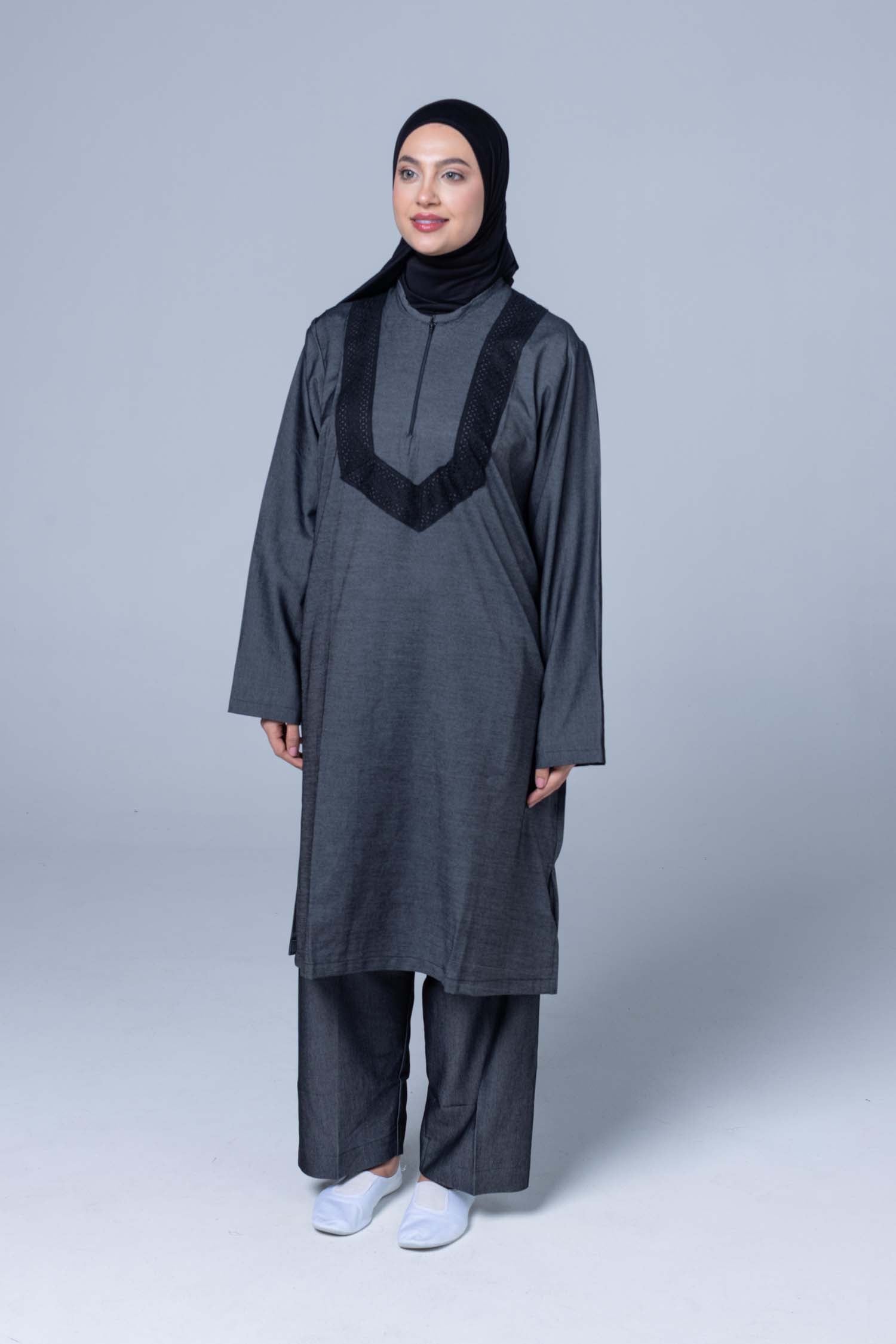 Comfort Ihram 2 pc Set 100% Cotton Denim Effect Dark Grey