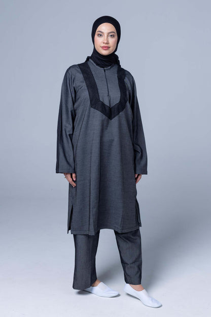 Comfort Ihram 2 pc Set 100% Cotton Denim Effect Dark Grey