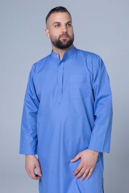 Comfort Ihram Men 2 pc Set Poplin 100% Cotton -Blue