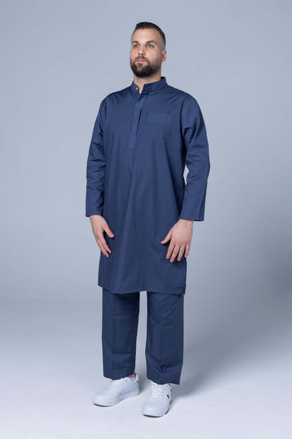 Comfort Ihram Men 2 pc Set Poplin 100% Cotton -Navy Blue