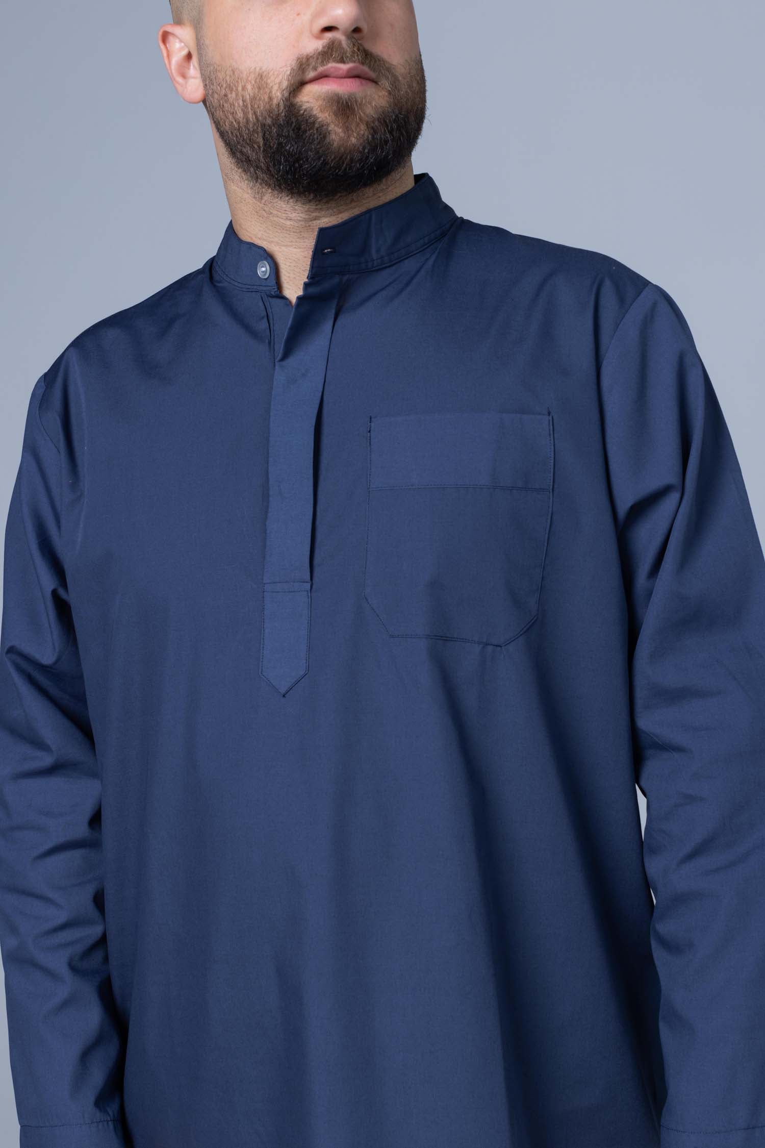 Comfort Ihram Men 2 pc Set Poplin 100% Cotton -Navy Blue