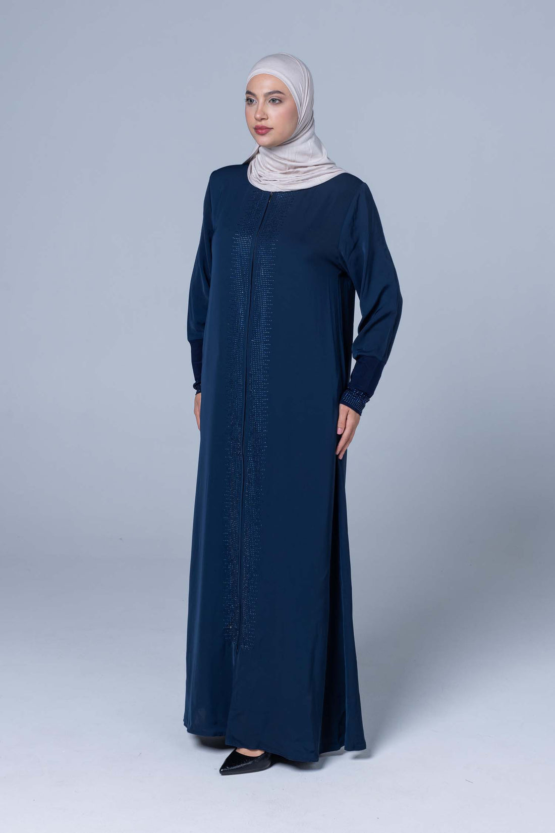 Premium Soft Abaya -Navy Blue Elegant Minimal Design