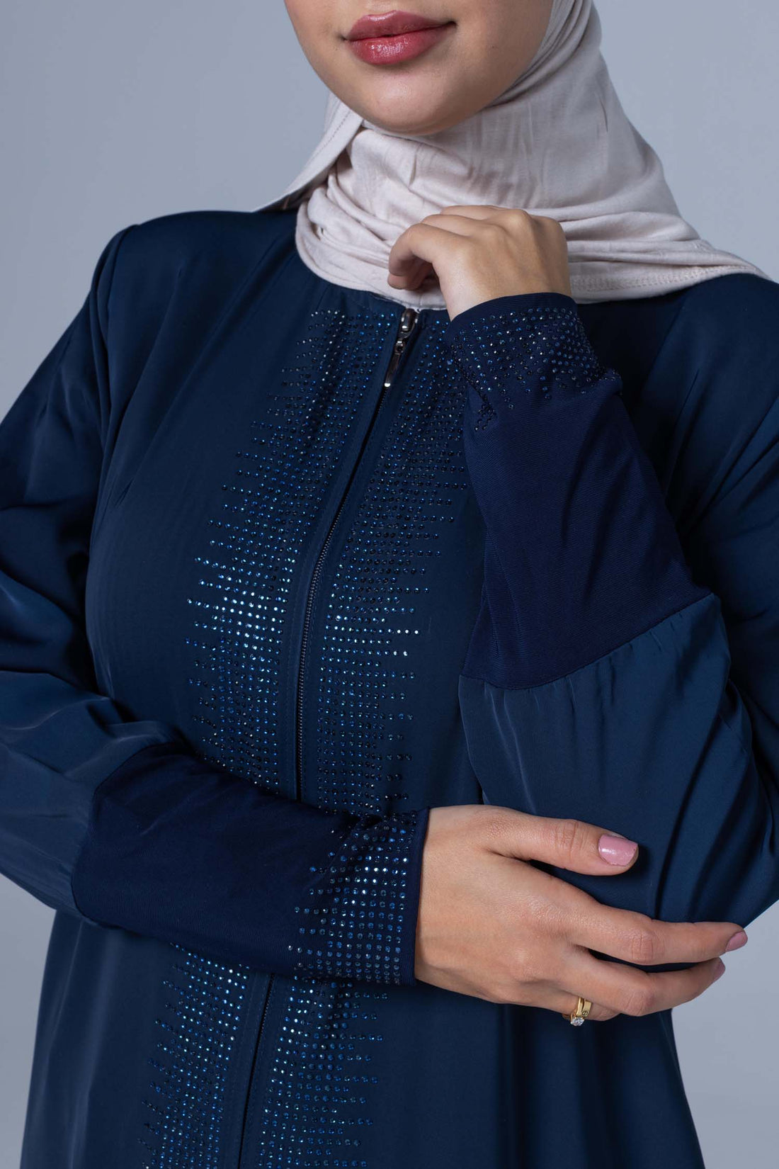 Premium Soft Abaya -Navy Blue Elegant Minimal Design