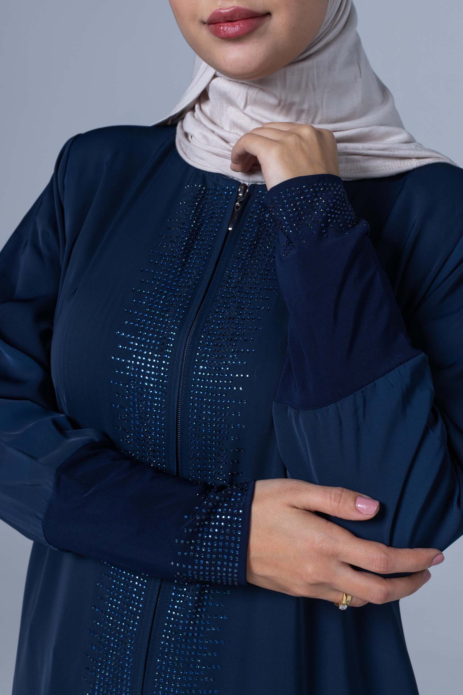 Premium Soft Abaya -Navy Blue Elegant Minimal Design