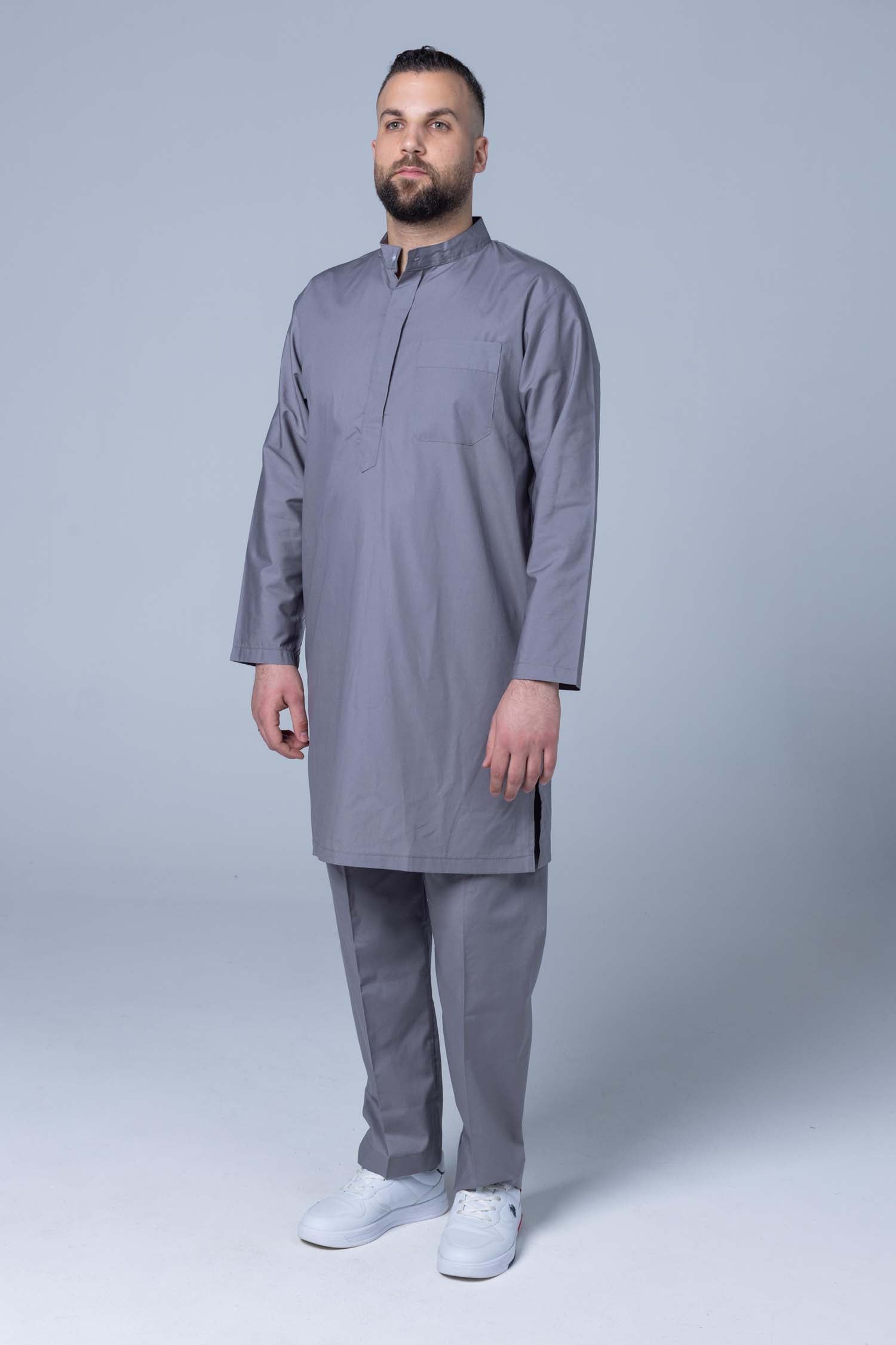 Comfort Ihram Men 2 pc Set Poplin 100% Cotton -Grey