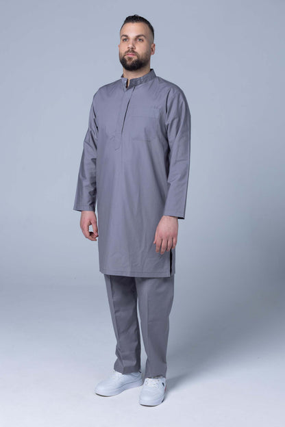 Comfort Ihram Men 2 pc Set Poplin 100% Cotton -Grey