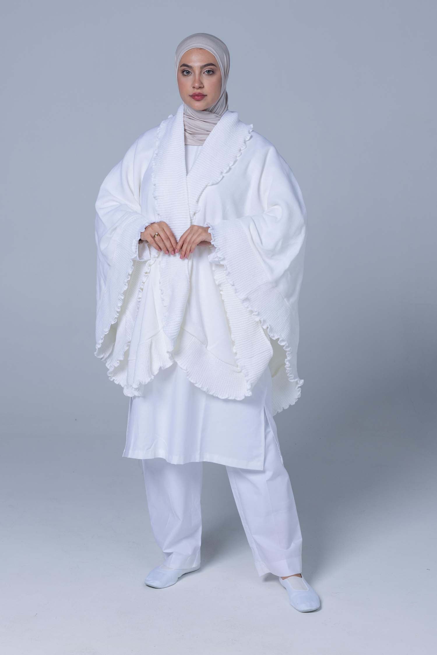Premium Ihram Shawl -Soft Wool White