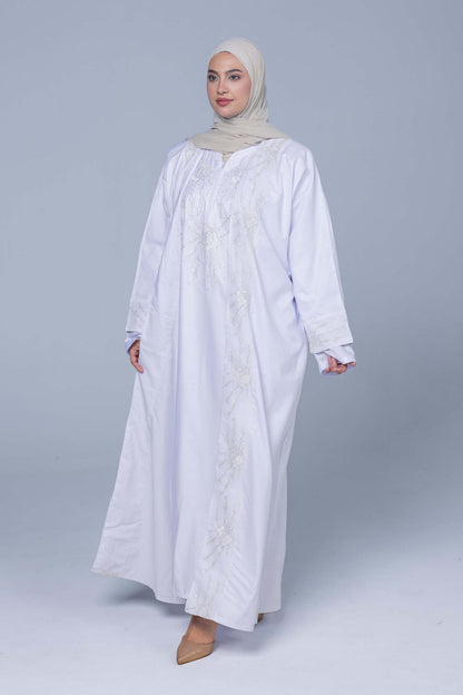 Premium Abaya &amp; Cape Set Soft Silky Polyester -Pure White