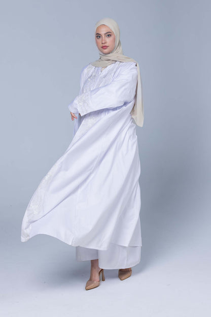 Premium Abaya &amp; Cape Set Soft Silky Polyester -Pure White