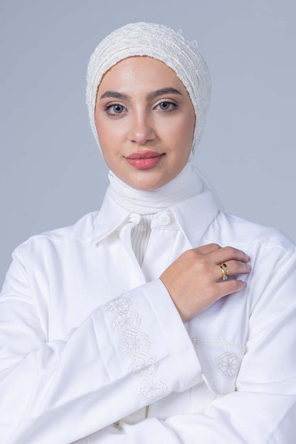 Daily Bonnet with Chiffon Shawl