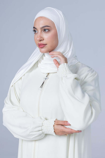 Luxury White Crepe Abaya
