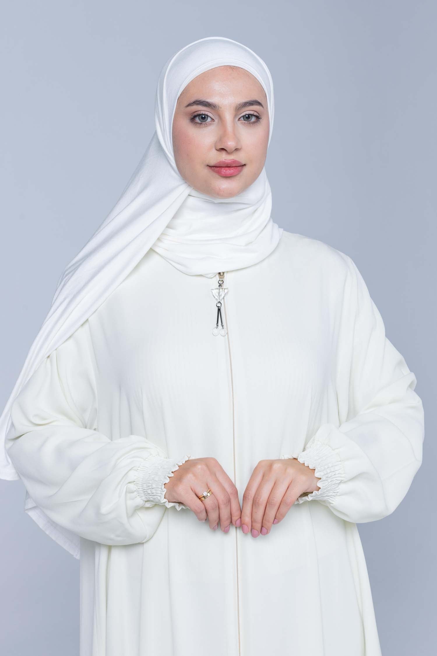 Luxury White Crepe Abaya