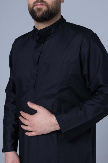 Comfort Ihram Men 2 pc Set Poplin 100% Cotton -Black