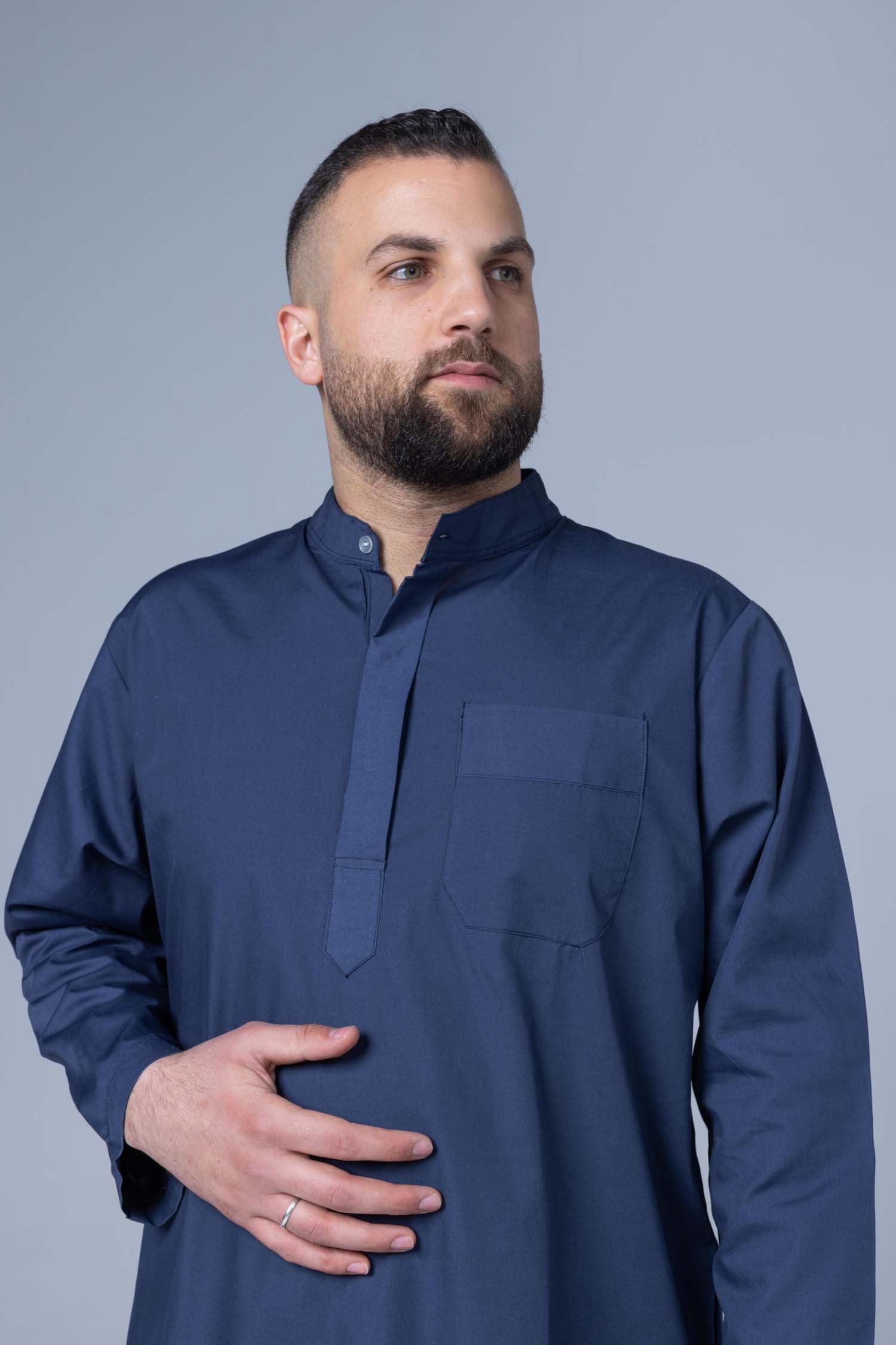 Comfort Ihram Men 2 pc Set Poplin 100% Cotton -Navy Blue