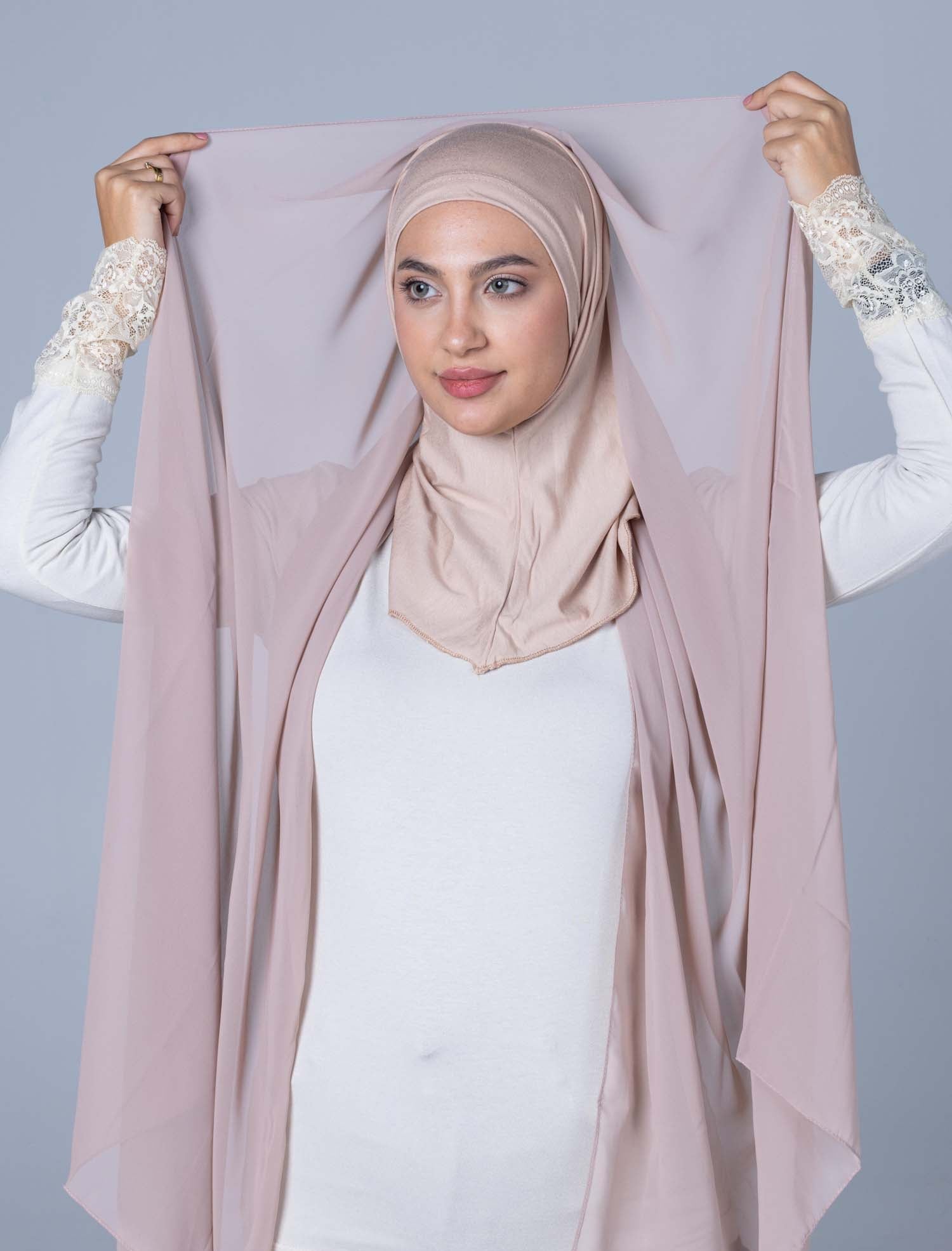 Cotton Hijab with attached crepe Foulard
