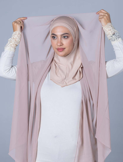 Cotton Hijab with attached crepe Foulard