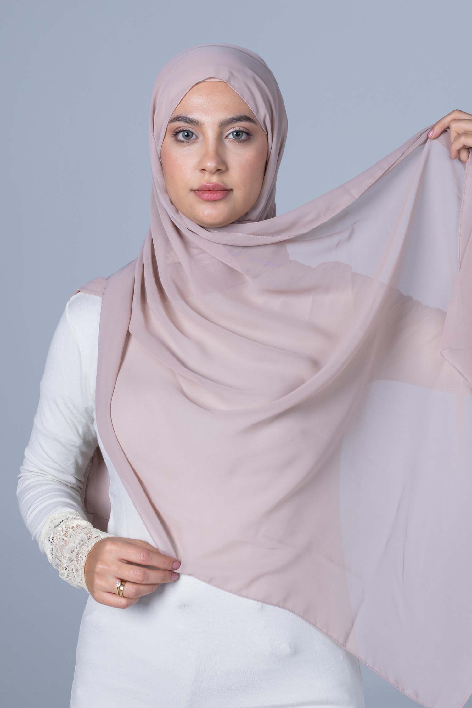 Cotton Hijab with attached crepe Foulard