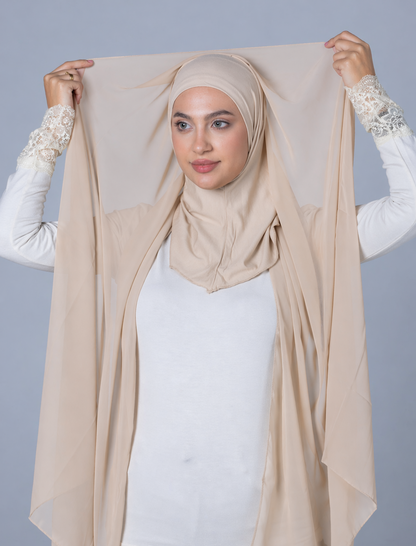 Cotton Hijab with attached crepe Foulard